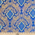 thumbnail image 1 of Metallic Floral Brocade Fabric 60" By Yard in Red Gold White Purple Blue Green (Royal Blue / Gold), 1 of 5