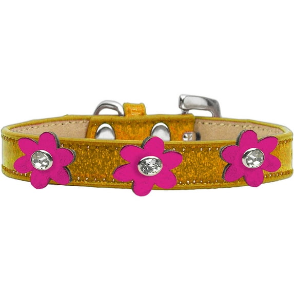 Metallic Flower Ice Cream Collar Gold With Metallic Flowers Size Pink 16