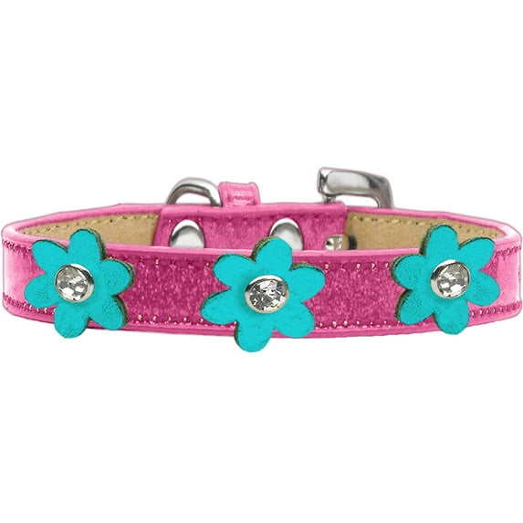 Metallic Flower Ice Cream Collar Pink With Metallic Flowers Size Turquoise 18