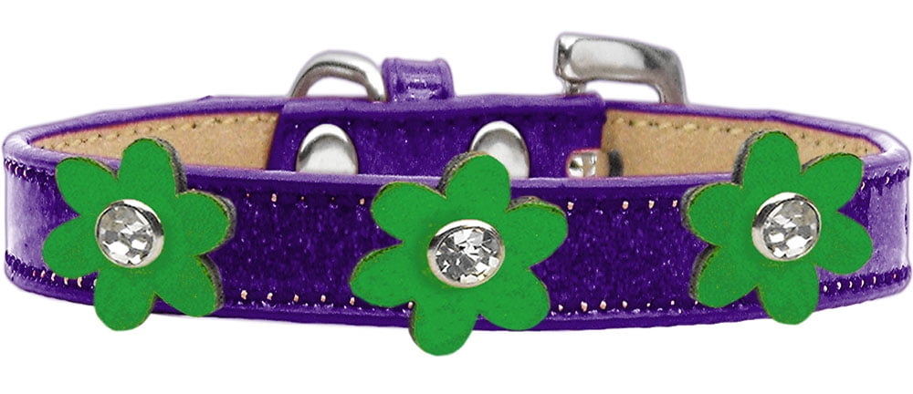 Metallic Flower Ice Cream Collar Purple With Metallic Flowers Size Emerald Green 18