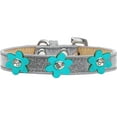 thumbnail image 1 of Metallic Flower Ice Cream Collar Silver With Metallic Flowers Size Turquoise 18, 1 of 2