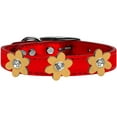 thumbnail image 1 of Metallic Flower Leather Collar With Metallic Flowers Size Red Gold 26, 1 of 2