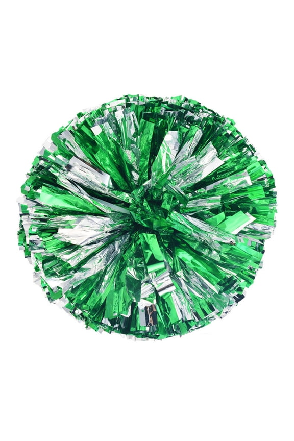 Metallic Foil Cheerleading Pom Poms Handheld Dance Competition Game Party Supplies for Cheer Squad Performance,2 pieces per pack Green 12 X 12"