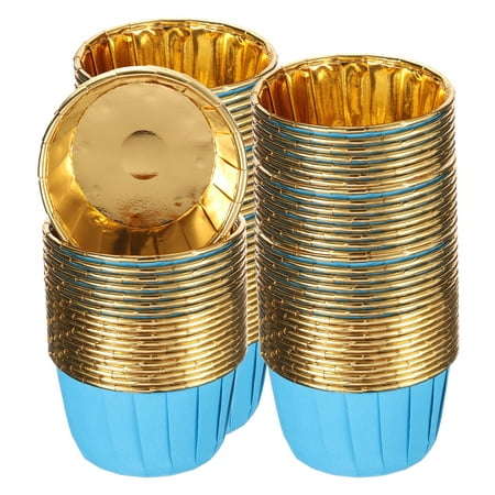 Metallic Foil Cupcake Liners for Baking Cupcake, 100Pcs Cupcake Muffins Liners Cupcake Holders, Blue/Gold