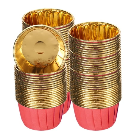 Metallic Foil Cupcake Liners for Baking Cupcake, 100Pcs Cupcake Muffins Liners Cupcake Holders, Red/Gold