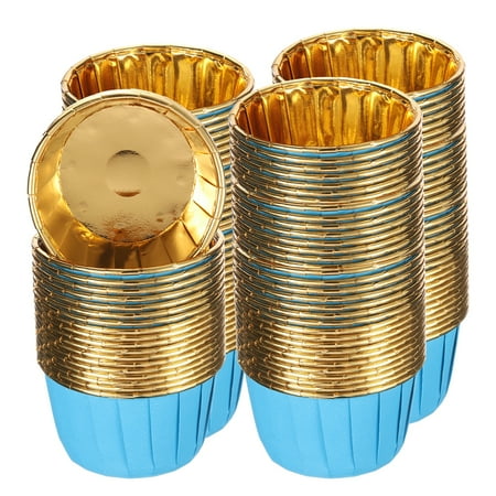 Metallic Foil Cupcake Liners for Baking Cupcake, 150Pcs Cupcake Muffins Liners Cupcake Holders, Blue/Gold