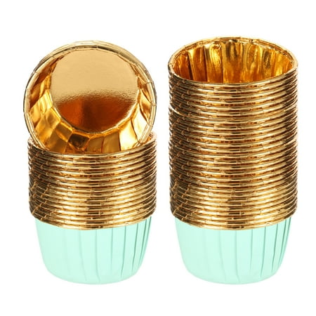 Metallic Foil Cupcake Liners for Baking Cupcake, 50Pcs Cupcake Muffins Liners Cupcake Holders, Green/Gold