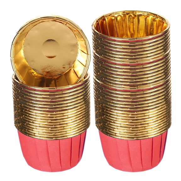 Metallic Foil Cupcake Liners for Baking Cupcake, 50Pcs Cupcake Muffins Liners Cupcake Holders, Red/Gold
