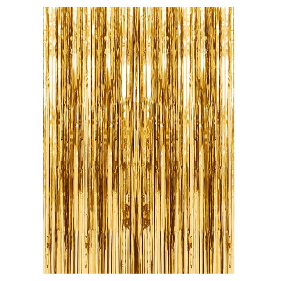 Metallic Foil Fringe Curtain Party Backdrop for Birthday Decorations Shimmer Streamer Wall Decor 3.28ftx6.6ft Gold