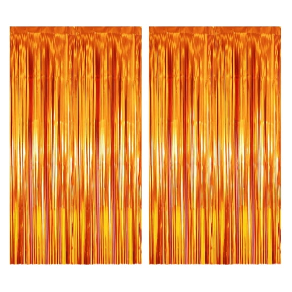 Metallic Foil Fringe Curtains 2 Pack Colorful Tinsel Backdrop for Party Decorations Shimmer Door Streamers Photo Booth Props 39x79in Gold