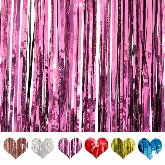 Metallic Foil Fringe Curtains Tinsel Curtain Photo Backdrop Birthday Party Decoration