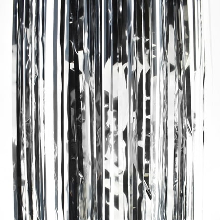 Metallic Foil Fringe Party Backdrop, 40-Inch, 10-Feet, Silver