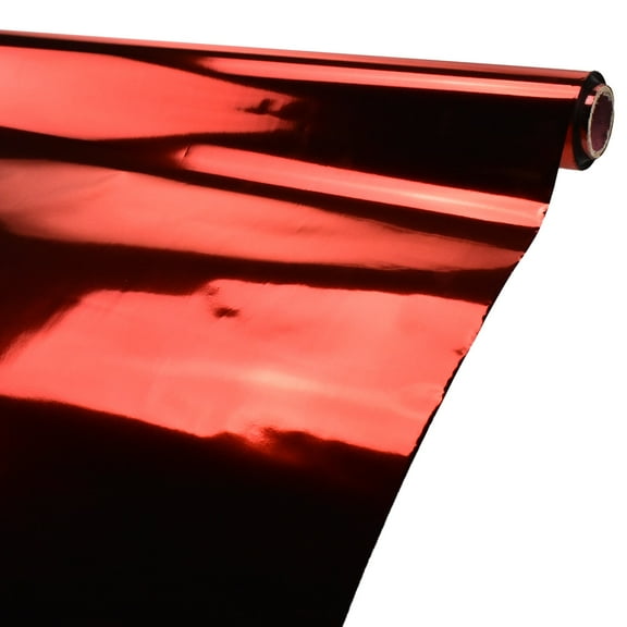 Metallic Foil Plastic Table Cover Tablecloth Roll, 40-Inch, 100-Feet, Red