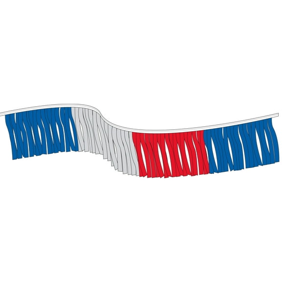 SSWBasics Foil Fringe Garland - Red/Silver/Blue Metallic Flag Streamers 120'L - Decorative Silver Fringe Banner for Celebrations Parties and Events