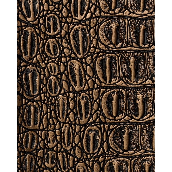 Burlap Fabrics Metallic Gator Faux Leather Brass - 54 Inch Wide Premium Metallic Embossed Sold by the Yard