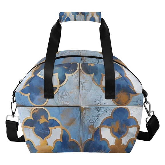 Metallic Geo Moroccan Abstract Art Insulated Lunch Bag Reusable Quilted Lunch Box Waterproof Leakproof Lunch Container