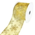 thumbnail image 1 of Metallic Glitter Christmas Snowflake, Stripe Sheer Wired Ribbon, 2-1/2-Inch, 10-Yard - Gold, 1 of 1