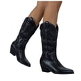 thumbnail image 1 of Metallic Glitter Cowboy Boots for Women Sparkly Leather Pointed Toe Chunky Heels Wide Mid Calf Cowgirl Boots, 1 of 7