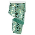 thumbnail image 1 of Metallic Glitter Leopard Wired Edge Ribbon - 10 Yards (Mint Green, Gold, Silver, 2.5"), 1 of 1