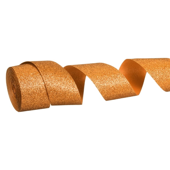 Metallic Glitter Ribbon Roll, 1-1/2 Inch x 10 Yards Sparkly Ribbon Single Sided Cut Edge Gift Wrapping Fabric Rolls for DIY Crafts Wedding Bouquet Party Christmas Decor, Brown