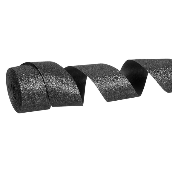 Metallic Glitter Ribbon Roll, 1-1/2 Inch x 10 Yards Sparkly Ribbon Single Sided Cut Edge Gift Wrapping Fabric Rolls for DIY Crafts Wedding Bouquet Party Christmas Decor, Black
