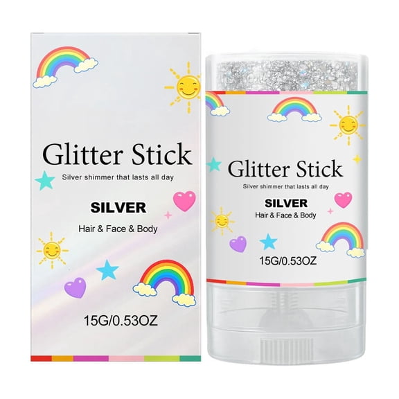 Metallic Glitter Stick, Fine Shimmer Sequin Makeup Stick for Eyes, Face, Body, Easy to Apply and Blend, Buildable Shine, Long Lasting Sparkle