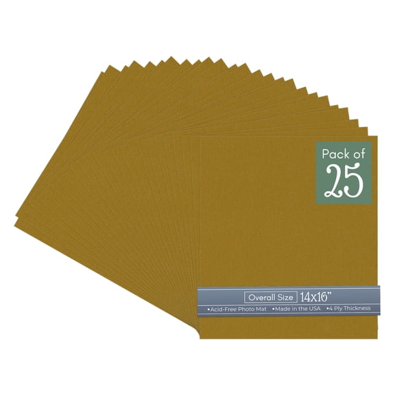 Metallic Gold 14x16 Uncut Art Mat Board - No Opening - 25 Mats