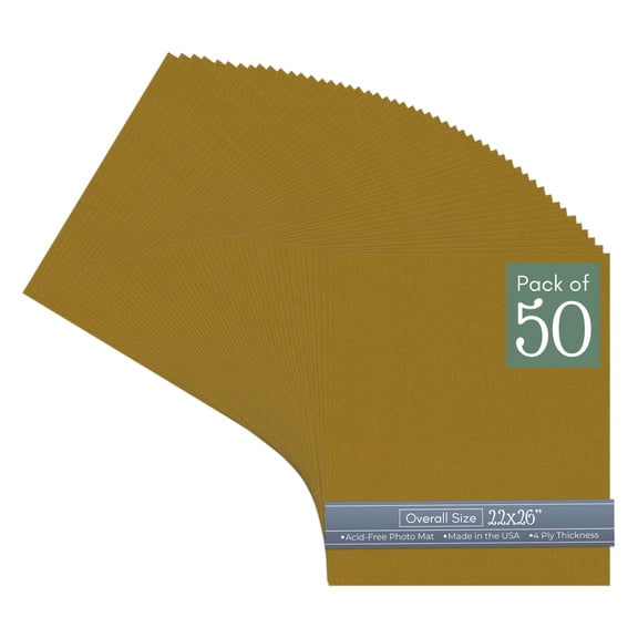 Metallic Gold 22x26 Uncut Art Mat Board - No Opening - 50 Mats