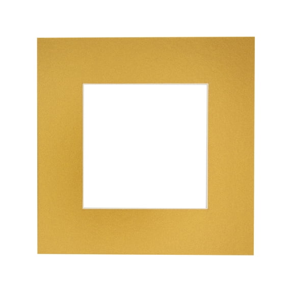 Metallic Gold Acid Free 16x16 Picture Frame Mats with White Core Bevel Cut for 8x8 Pictures - Fits