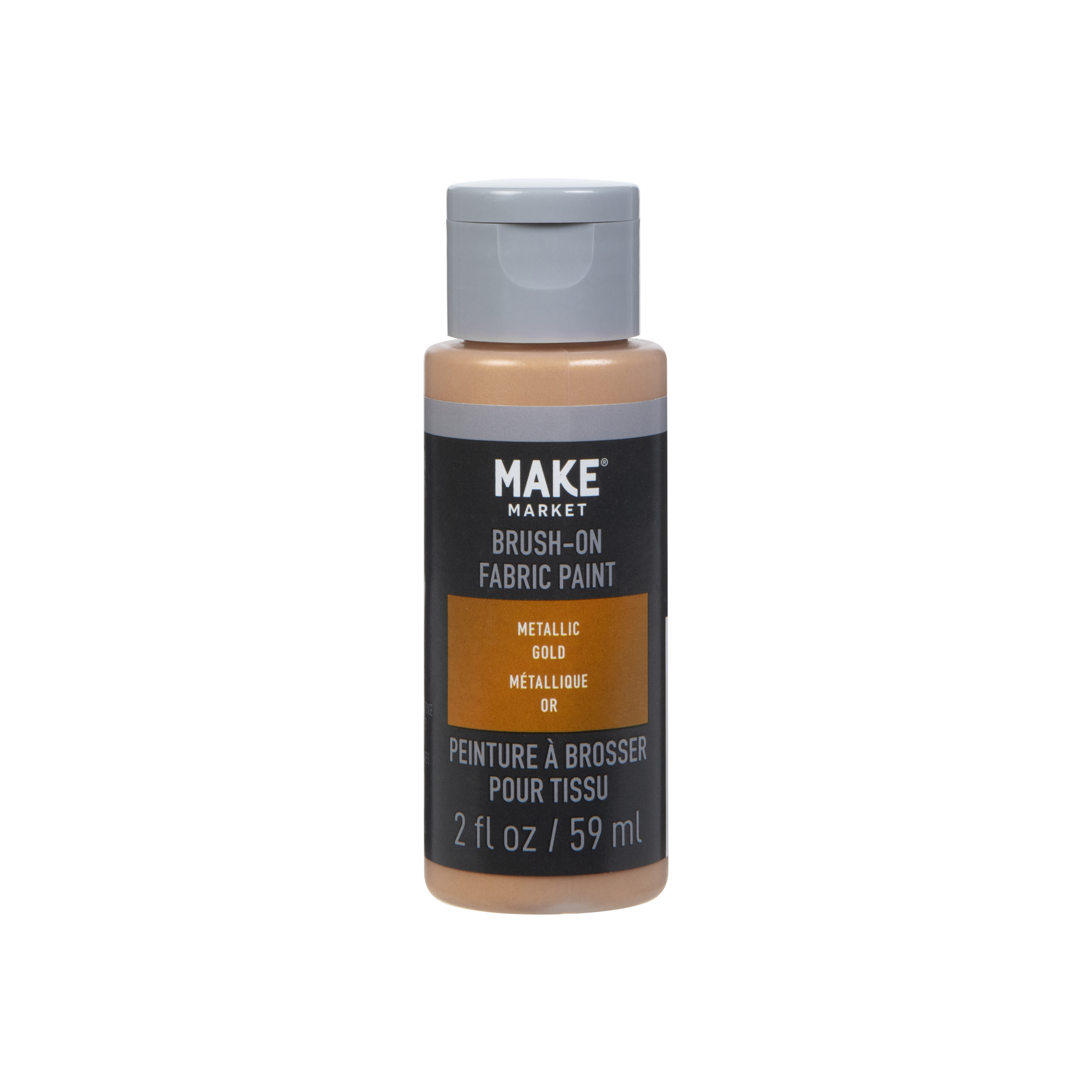 Make Market Metallic Gold Brush-On Fabric Paint - 2oz Bottles in Assorted Colors & Finishes, Nontoxic Paint for Clothing, Accessories & DIY Crafting, 12 Pack