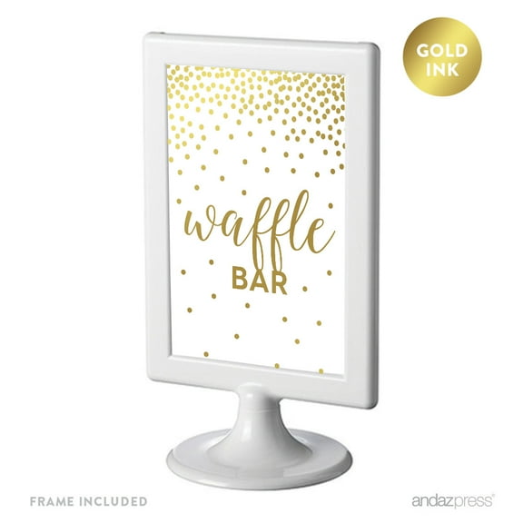Koyal Wholesale Metallic Gold Waffle Bar Confetti Framed Party Sign 4x6