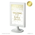 thumbnail image 1 of Metallic Gold Confetti Polka Dots 4x6-inch Party Signs, Welcome to our Baby Shower, Includes Frame, 1 of 2