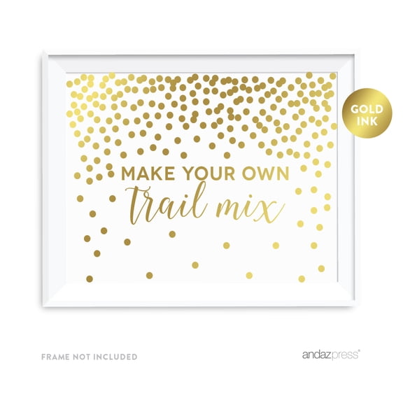 Koyal Wholesale Metallic Gold Confetti Make Your Own Trail Mix Sign 8.5x11