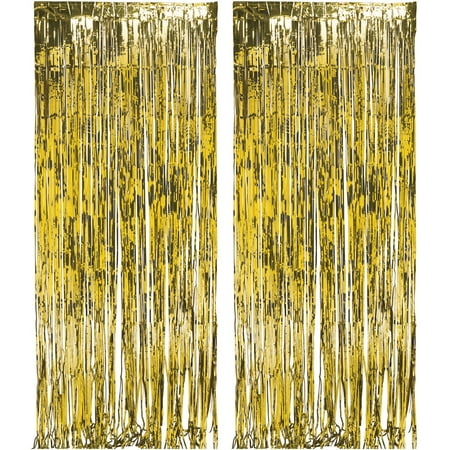 Metallic Gold Foil Curtains Party Decoration, 3' x 8', 2 Count by Way to Celebrate