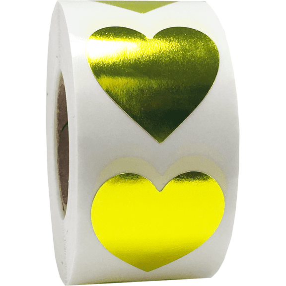 Metallic Gold Heart Stickers For Valentine's Day Crafting Scrapbooking 1 Inch 500 Adhesive Stickers