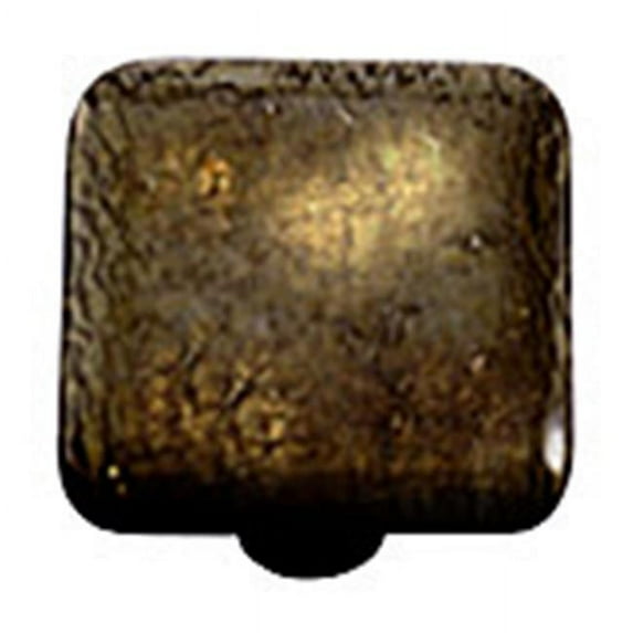 Metallic Gold Irid Square Glass Cabinet Knob - Aluminum Post