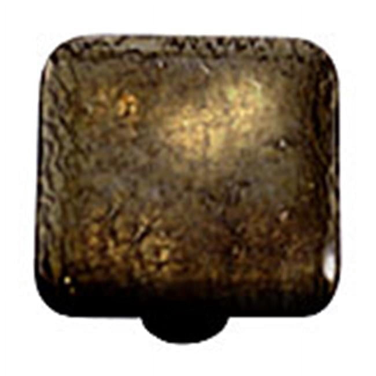 Metallic Gold Irid Square Glass Cabinet Knob - Black Post