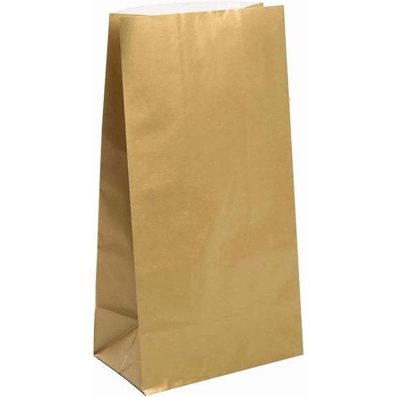Metallic Gold Paper Favor Bags, 10Ct,Party Bags
