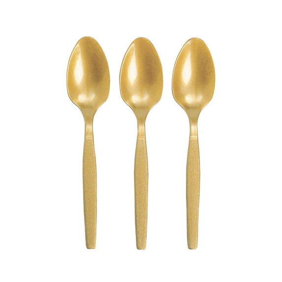 Metallic Gold Plastic Spoons (50 Pc) - Party Supplies - 50 Pieces
