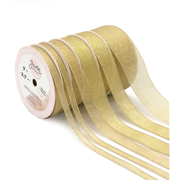 Metallic Gold Silk Satin Ribbon, 4 Widths, 18 Yards by Gwen Studios
