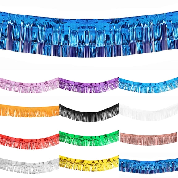 Metallic Gold Tassel Foil Streamer Banner, Party Decor, Fringe Backdrop, Tinsel Backdrop, Party Backdrop, 118 X 12 Inch Light Reflecting Pull Apart Banner for Indoor Outdoor