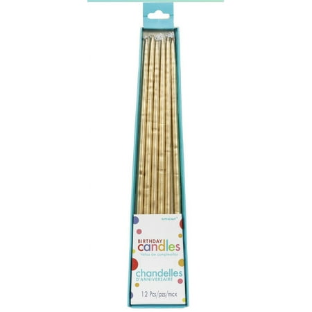 Metallic Gold Thin Taper Birthday Candles