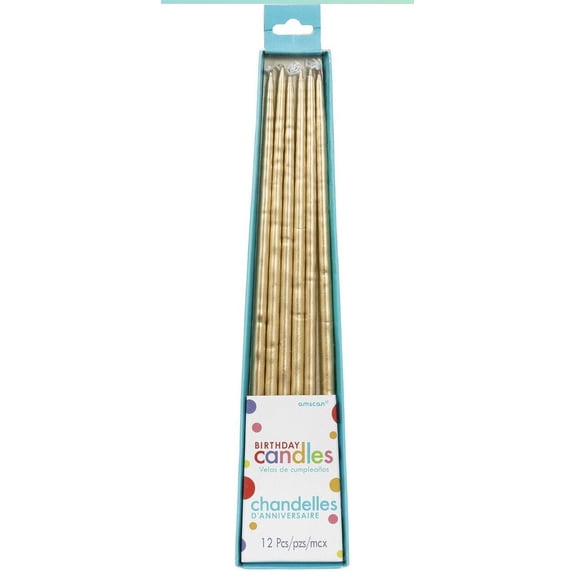 Metallic Gold Thin Taper Birthday Candles