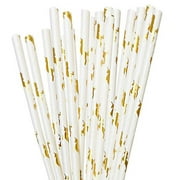 Bakell - Metallic Gold Unicorns Paper Straws (24 PC) for Cake Pops, Party Drinks, Cocktails and Beverages
