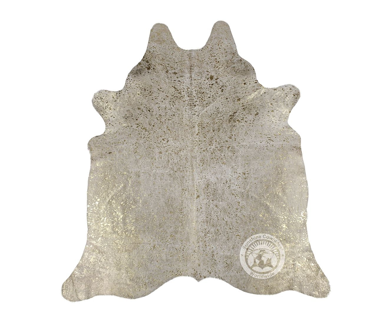 Metallic Gold on Off-White Cowhide Rug - Luxurious Accent for Modern ...