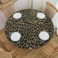 thumbnail image 1 of Metallic Golden Leopard Print Cheetah Round Fitted Tablecloth with Elastic Fitted Table Covers for Round Tables 40"-48" ,24jl03caA14, 1 of 7