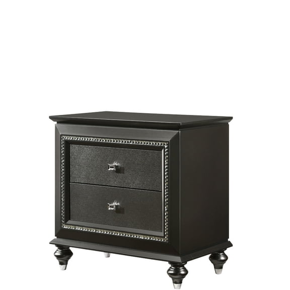 Metallic Gray Finish - English Dovetail Drawer Construction - Nighttime Bedroom Setting - Quality Storage Design