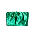 thumbnail image 1 of Metallic Green Tube Top - Shiny Strapless Crop, 1 of 2