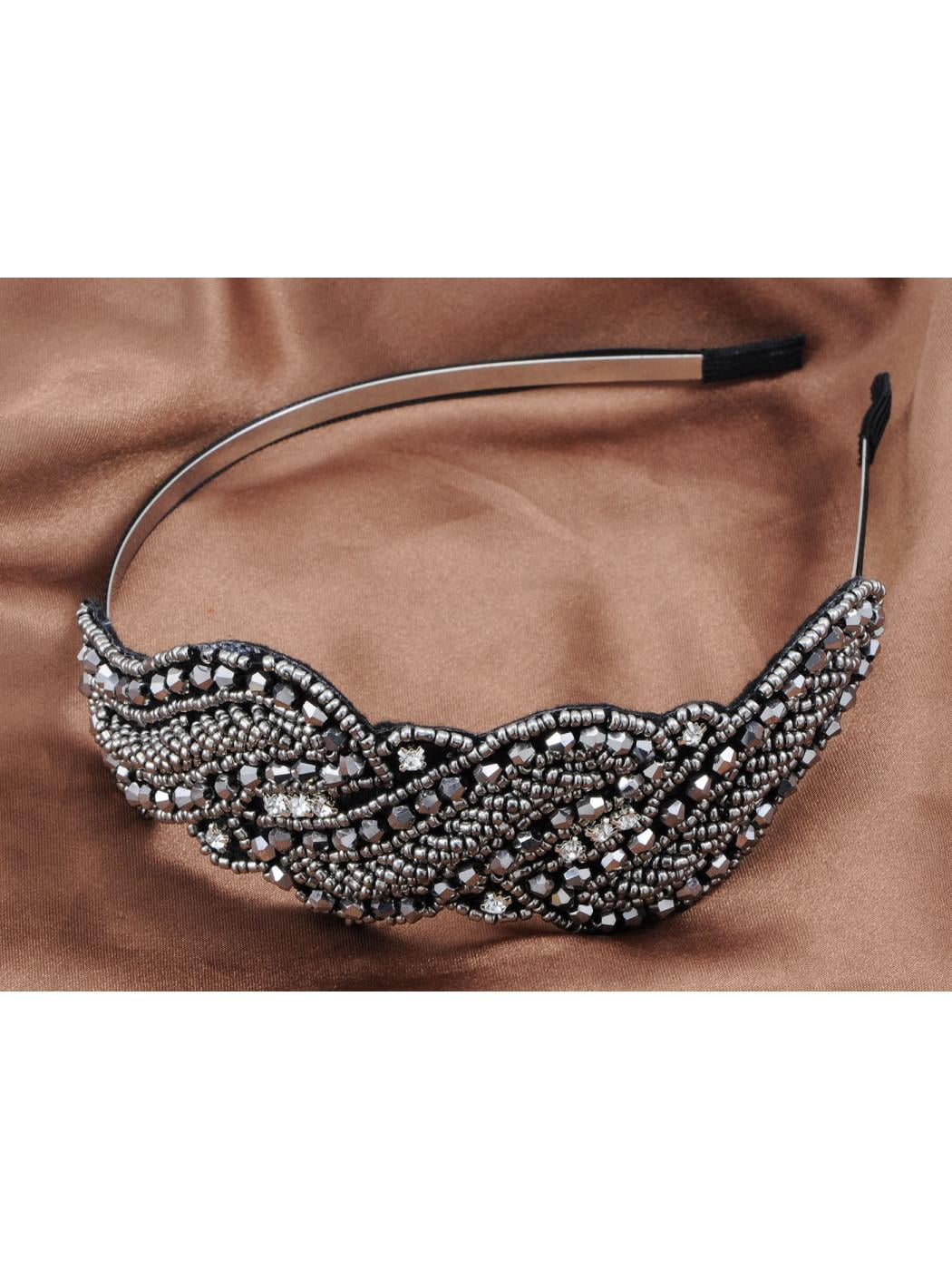 Metallic Gunmetal Grey Crystal Bead Design Band Fashionable  display picture 2