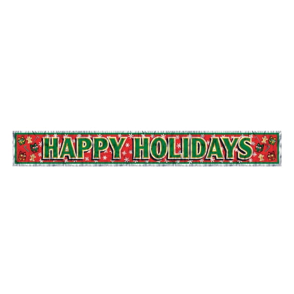Metallic Happy Holidays Fringe Banner Party Accessory (1 count)